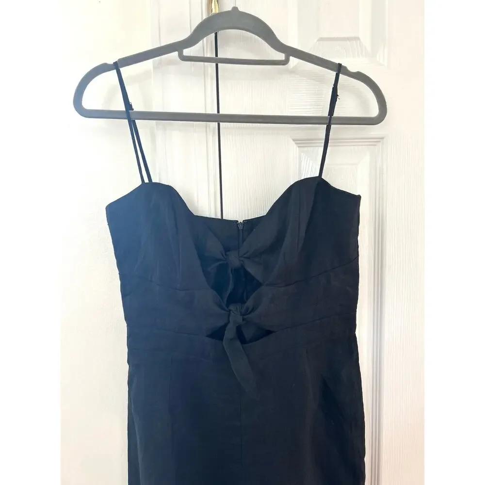 Karina Grimaldi Nelia Black Linen Bow Front Jumpsuit Revolve - Picture 2 of 9